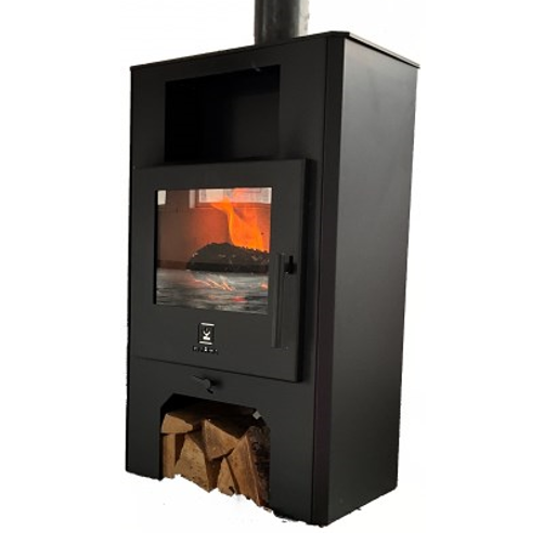 OHREJTESE.CZ nabízí: Plechová krbová kamna Karma WOODY s černými boky